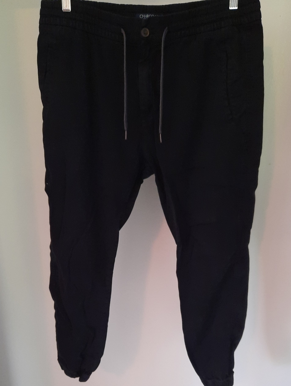 Charcoal Navy Blue Men's Jogger Pants with Elastasized Drawstring Waist XL/36